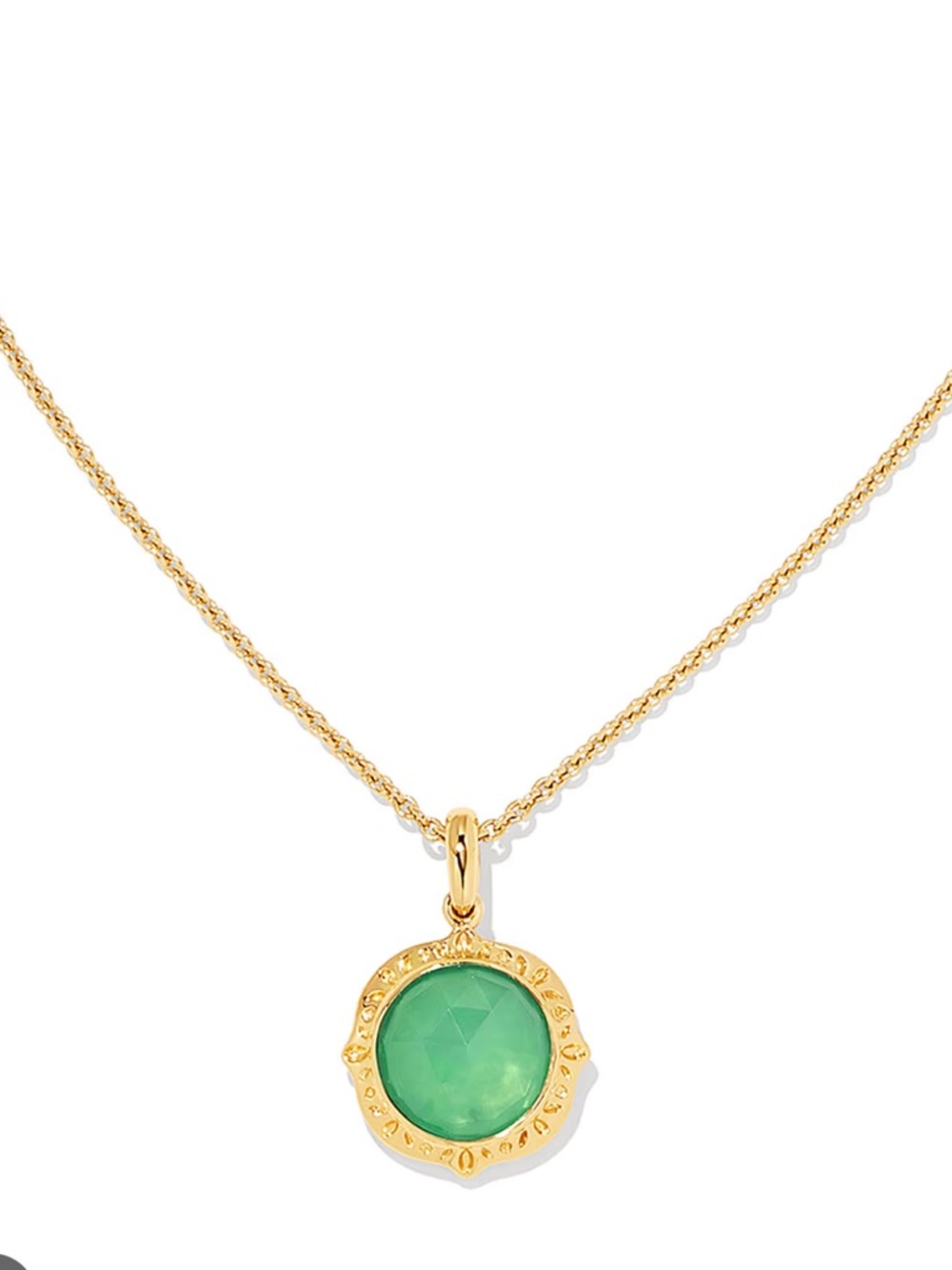 🆕 Kendra Scott Gold Vermeil Necklace with Sage Green Chrysoprase Pendant